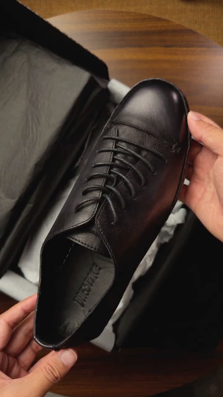 Unboxing Piero Sneakers Vintage Black รองเท้าหนังแท้