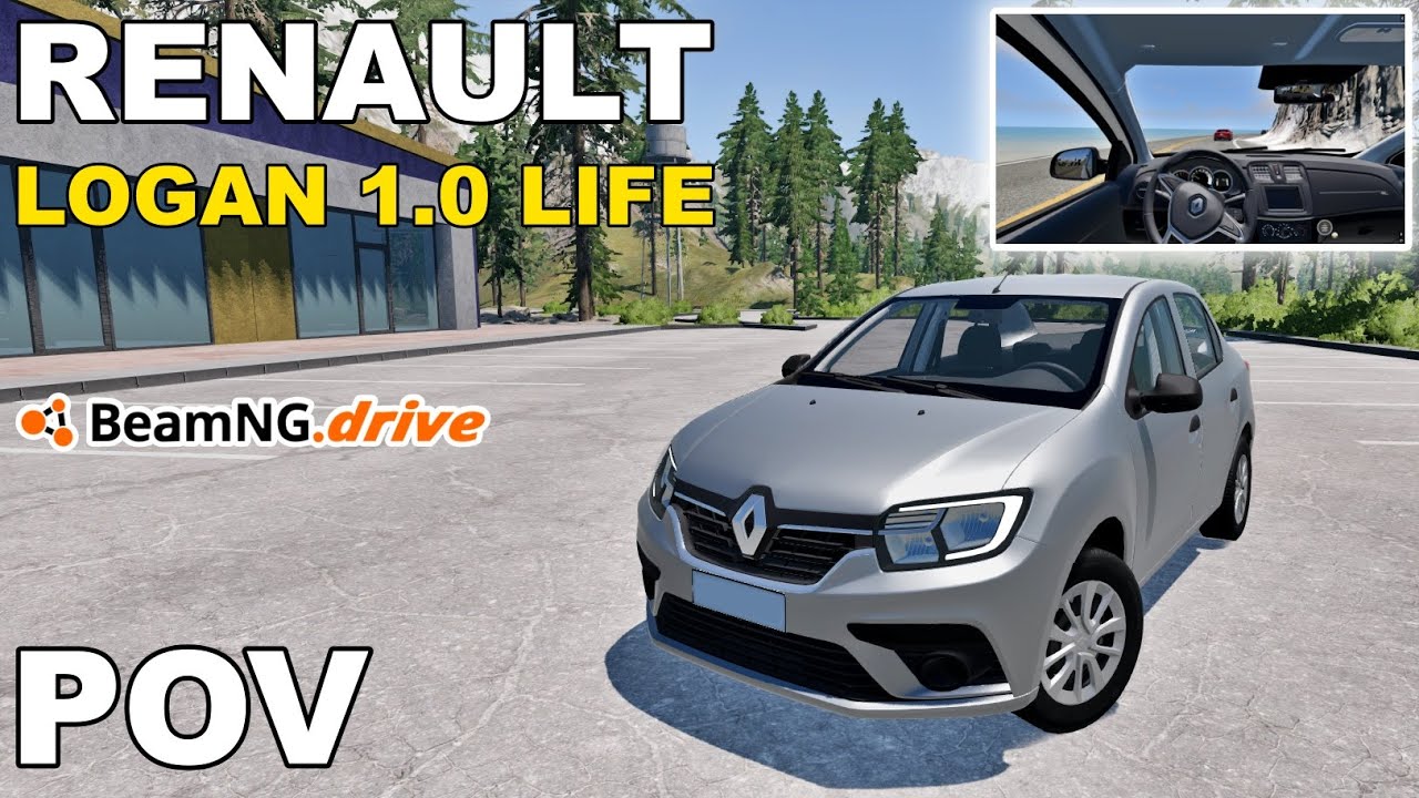 Renault Logan 1.0 Life 2021 - O queridinho dos UBER | Test Drive BeamNG Drive | 4K