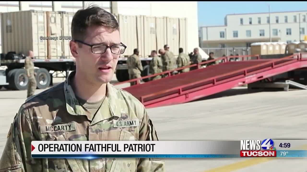 Soldiers building tents at D-M in Operation Faithful Patriot