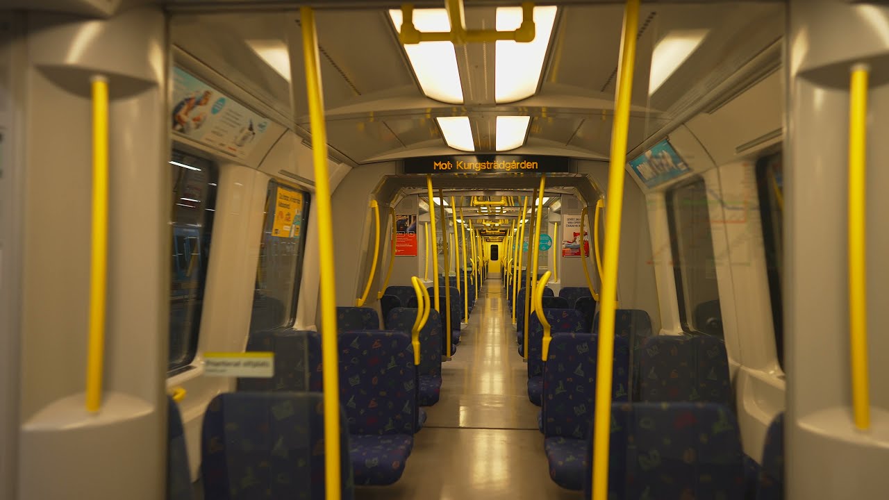 Sweden, Stockholm, Subway ride from Hjulsta to Kungsträdgården