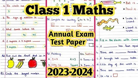 Class 1 Final Exam Question Paper 2023|Class 1 Maths Test Paper - 2023-2024| Grade 1 Maths