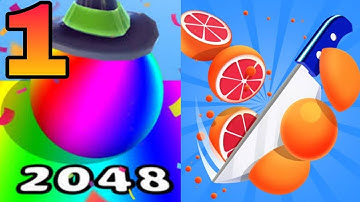 🟣Ball Merge 2048🟡 VS 🟢Slice It all🧿 All Levels Gameplay Android, iOS