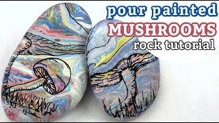 Pour Painted Mushroom Rocks || Fluid Art Design Idea || Rock Painting 101
