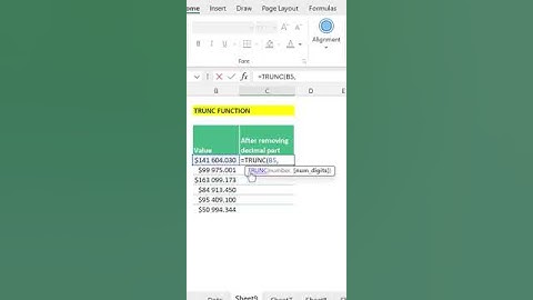 Excel Formula to Remove Digits after Decimal point #shortvideo #excel #exceltips #shortvideo #shorts
