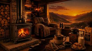 Cozy Cabin Morning Ambience | Coffee, Fireplace & Relaxing Acoustic Guitar (3 Hours)