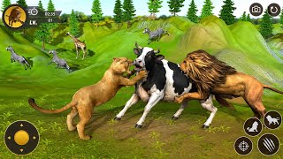 🦁 Lion &amp; Lioness Attack Cow | Wild Animal Simulator Gameplay | Jungle Survival
