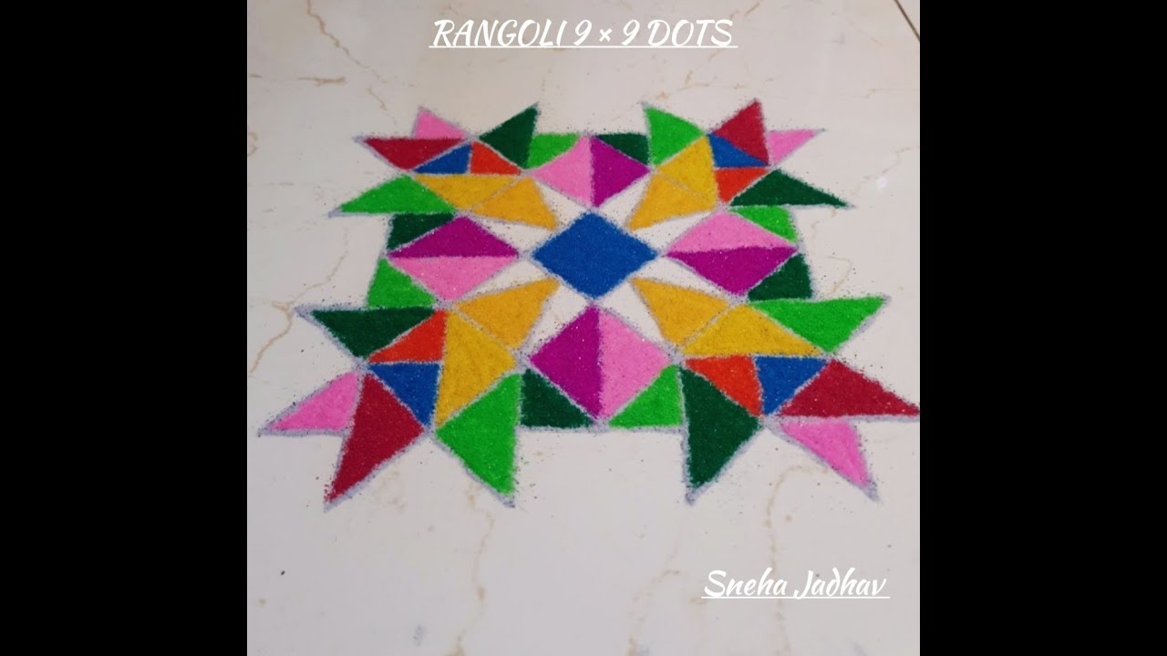 Easy 9x9 Dots Rangoli Design Tutorial for Beginners - YouTube