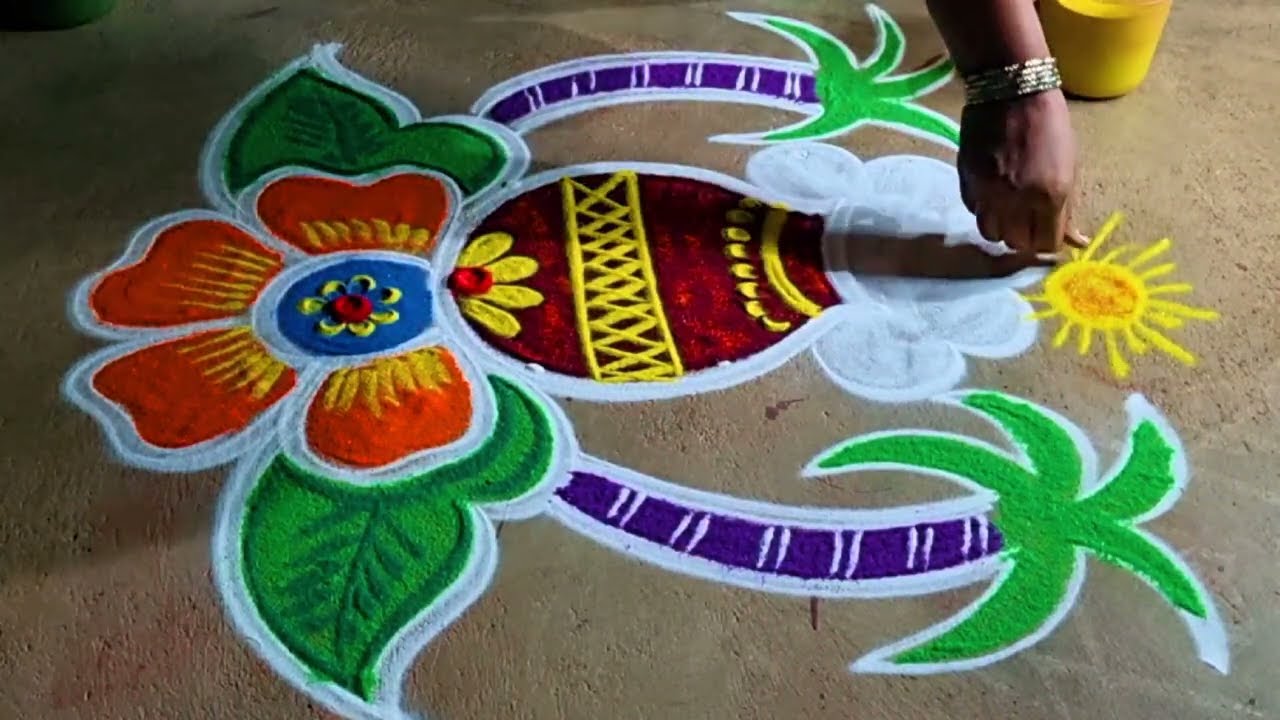 Sankranti Pongal Rangolis 🌷 3+2dots Bhogi Kundala Muggulu 🌷 Pongal Pot Kolams 🌷 Bhogi Muggulu