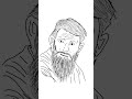 Detailed Line Art Portrait: A Wise Man's Expression | Hand-Drawn Sketch