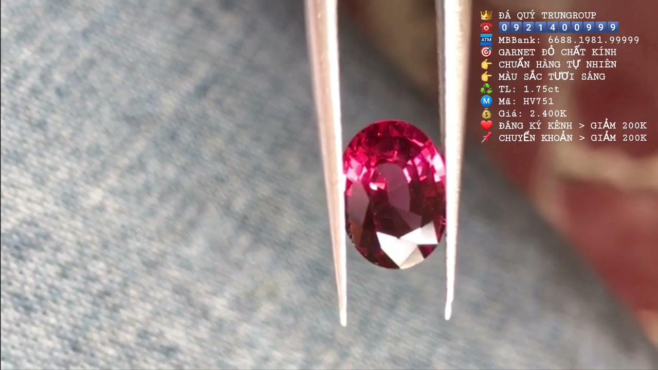 Garnet tự nhiên hàng VIP 1.75ct [ HV751 ] giá 2.400k - 0921400999