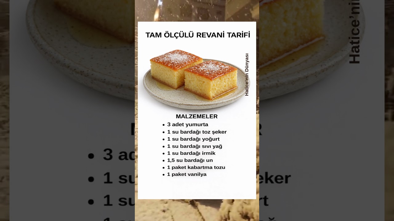 Tam Ölçülü, Yumuşacık Revani Tarifi 🍰 #pratiktarifler #pratiktatlitarifleri #revanitarifi #tarif