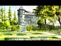 イタリア山庭園／横浜　【透明水彩風景画】　／　Yokohama Japan  【Watercolor】