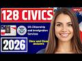 USCIS 128 Civics Questions and SIMPLE Answers | 2026 Civics Test US Naturalization | 2X | #n400
