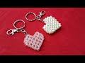 very beautiful pearl heart making at home| pearl key chain making at home| heart key chain