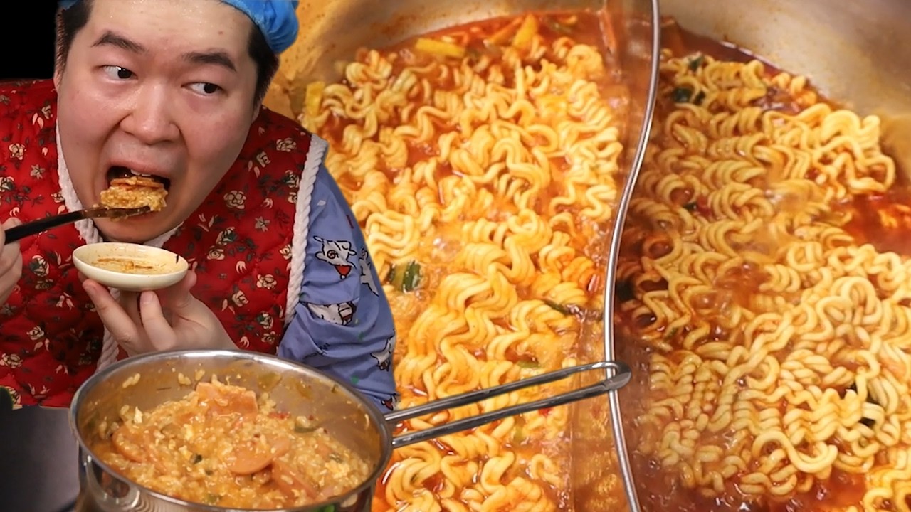 어쩔 수 없이 라면 2봉 풀코스 먹방