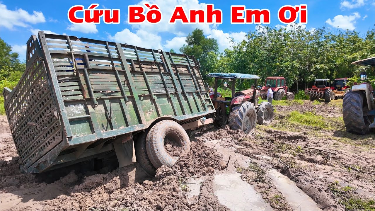 Giải cứu máy cày mắc lầy chưa lên chiếc thì gãy đùi chiếc thì bể phốt tay lái luôn sợ thật