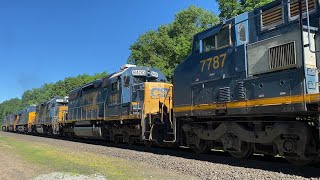 Early CSX M427 with 6 locomotives including GP38 #2769, SD40 #8400, and Dash 8 #7787