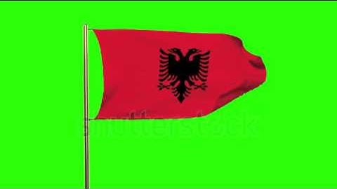 Albania flag waving in the wind. Green screen, alpha matte. Loopable animation Stock video by