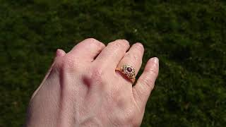 18ct gold Victorian ruby & diamond cluster ring
