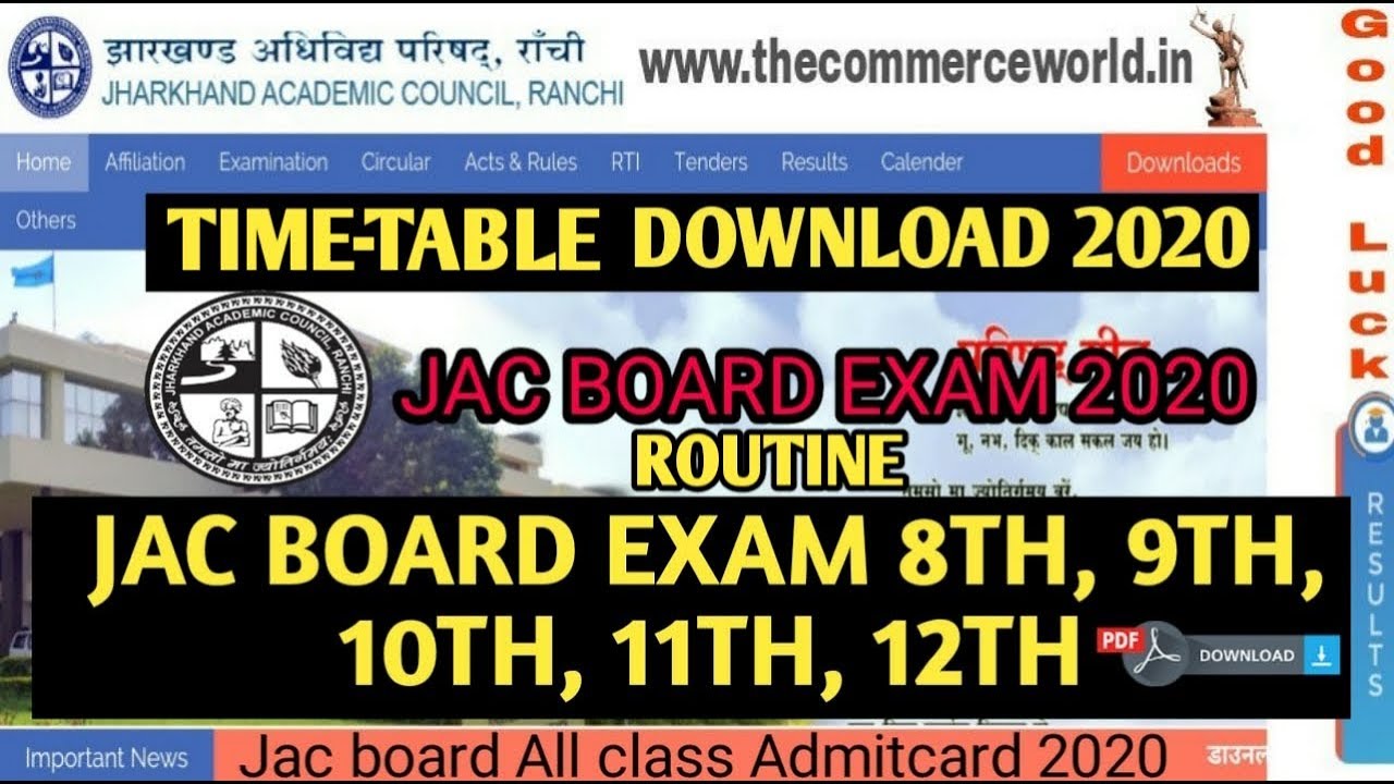 Jac 8th, 9th, 10th, 11th & 12th board exam TIME-TABLE 2020 download करे || jac updates