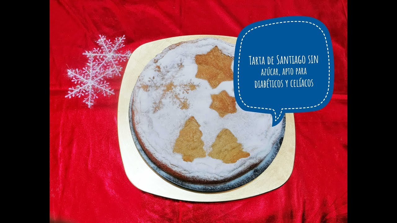 Tarta de Santiago sin azúcar I apto para diabéticos y celíacos con decoración de Navidad
