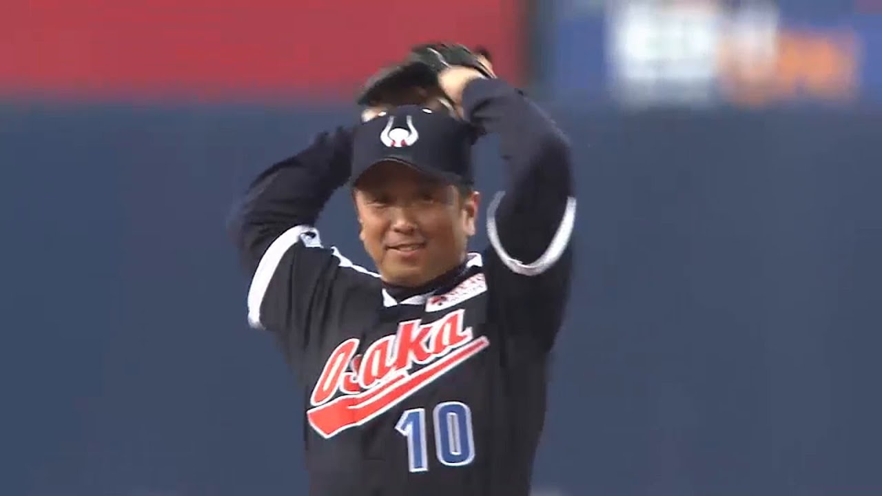 始球式】バファローズ「不動の2番」 水口栄二さんによるメモリアル