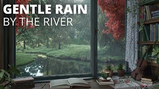 Village Ambience with River / Daytime Relaxing Gentle Light Rain Sounds for Relaxation and Studying