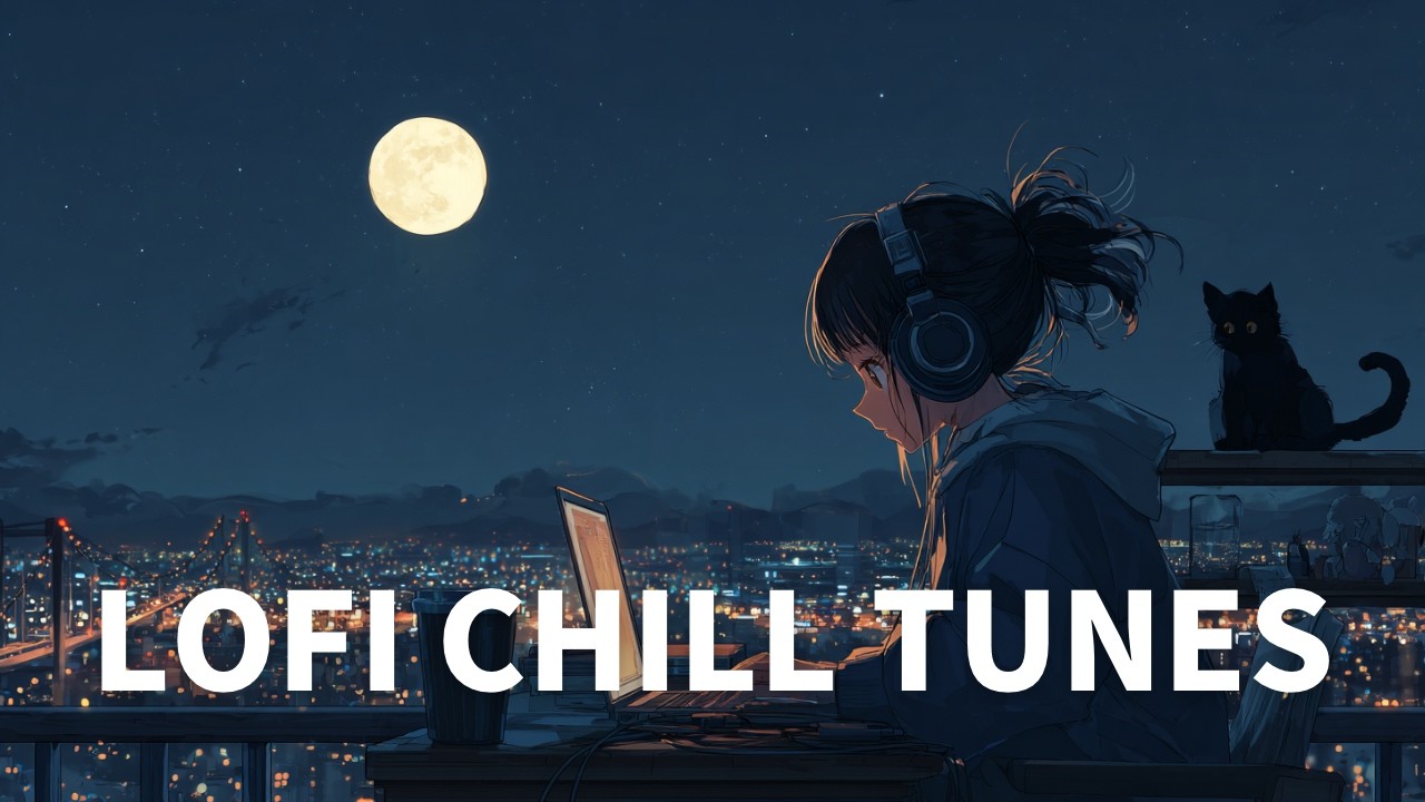 【エモいLo-fi BGM】満月のベランダで集中 🌕 作業用Lo-fi BGM｜都会の夜に集中する　Lo-fi Beats Under the City Bridge | Deep Focus
