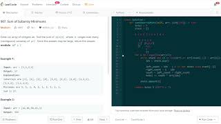 LeetCode 每日一題 Daily Challenge 907. Sum of Subarray Minimums