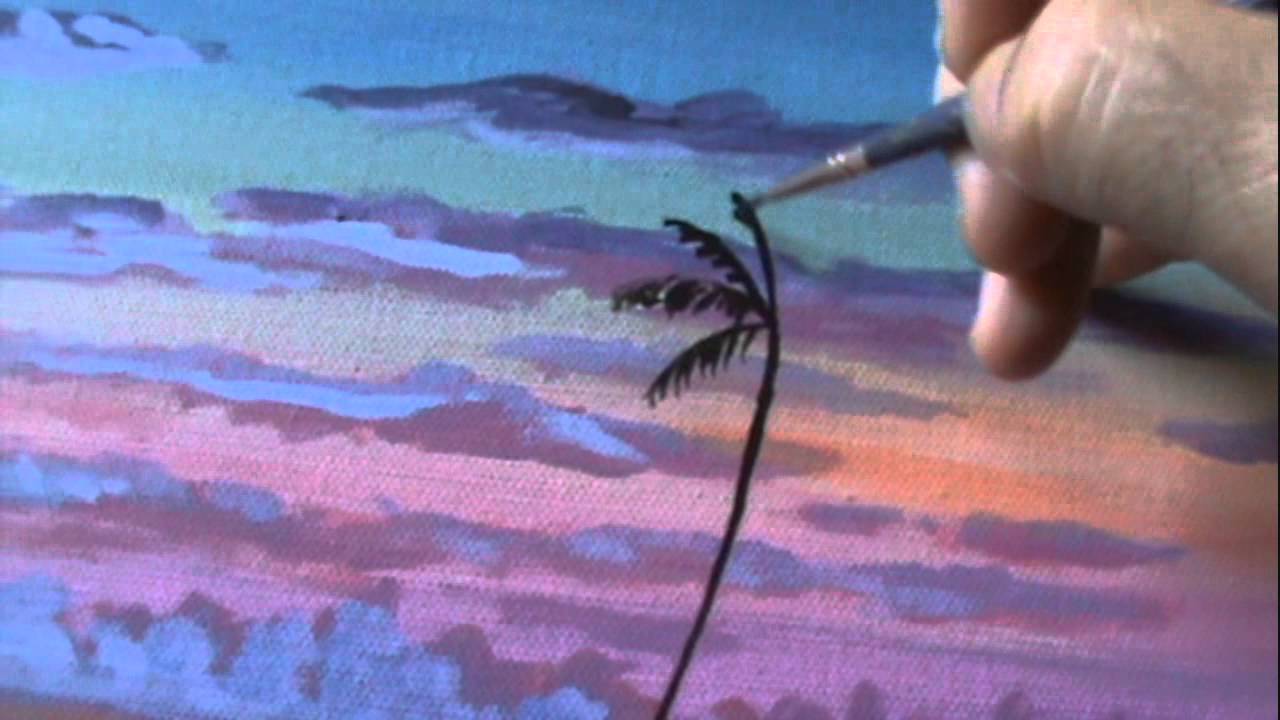 Come dipingere una spiaggia 17 al tramonto con colori acrilici su tela 