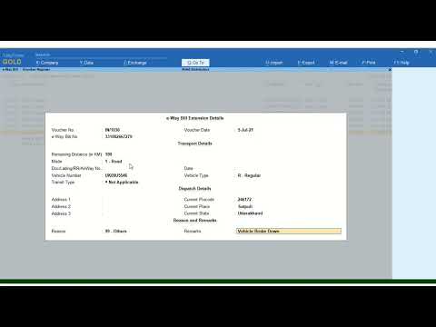 Extend e-Way Bill using TallyPrime - video from YENNES