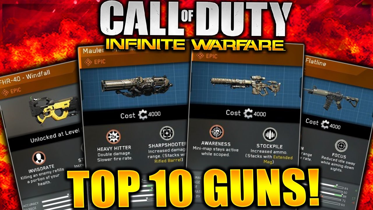 New Top 10 Epic Weapons Infinite Warfare Top 10 Best Epic Variants Best Prototype Epic Guns Youtube