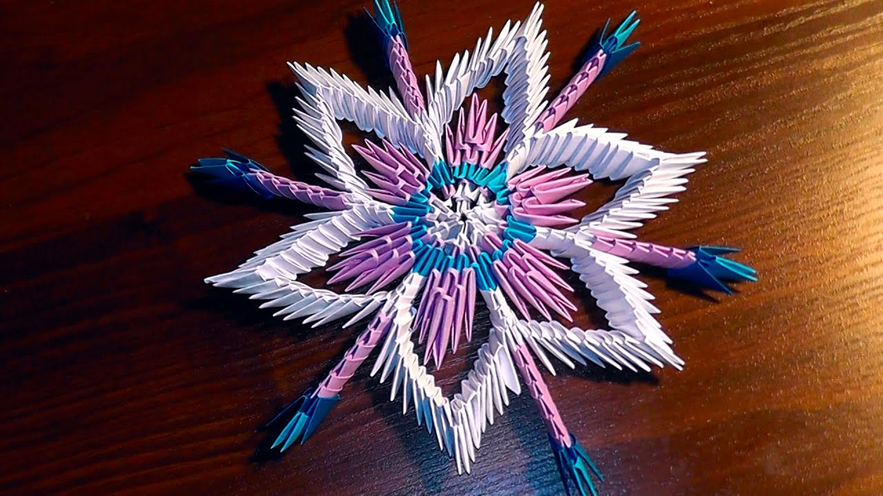 3D origami snowflake tutorial instruction N3 for beginners YouTube