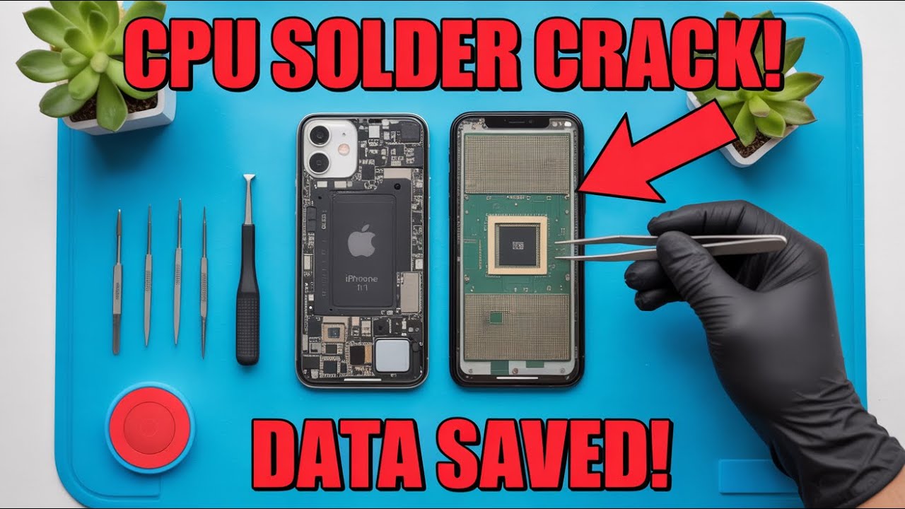 iPhone 11 DROP DAMAGE 💥 Cracked CPU solder joints… I pulled the CPU and brought it back 😳💾
