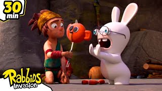 The Rabbits fly into the past | RABBIDS INVASION | 30 Min New compilation | Cartoon for kids