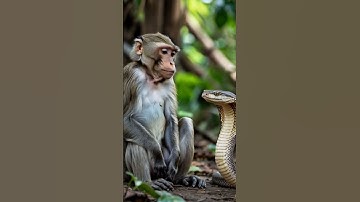 Monkey vs Venomous Cobra #animals #wildanimals #wildlife #nature #monkey #shorts #snake #python