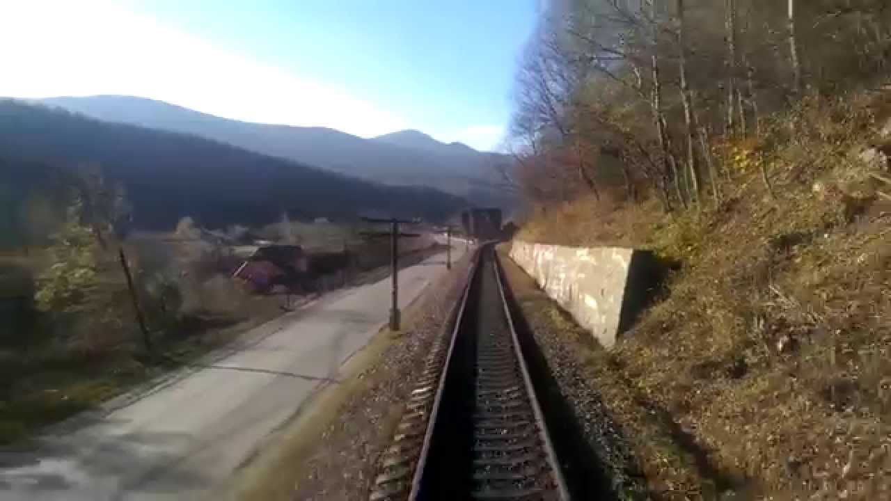 Ворохта - Микуличин - Яремче: вид из последнего вагона (ноябрь 2014 г)