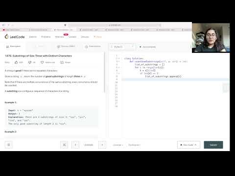 Substrings Of Size Three with Distinct Characters- Leetcode Easy - 1876