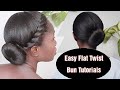 How to| Easy flat twists bun/Relaxed hair