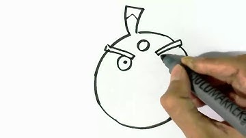How to draw BOMB from Angry Birds easy steps for children, kids, beginners