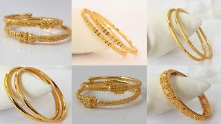 Latest Gold Churi Designs For Daily Wear!! Simple Gold Bangles Designs For Daily Use screenshot 1