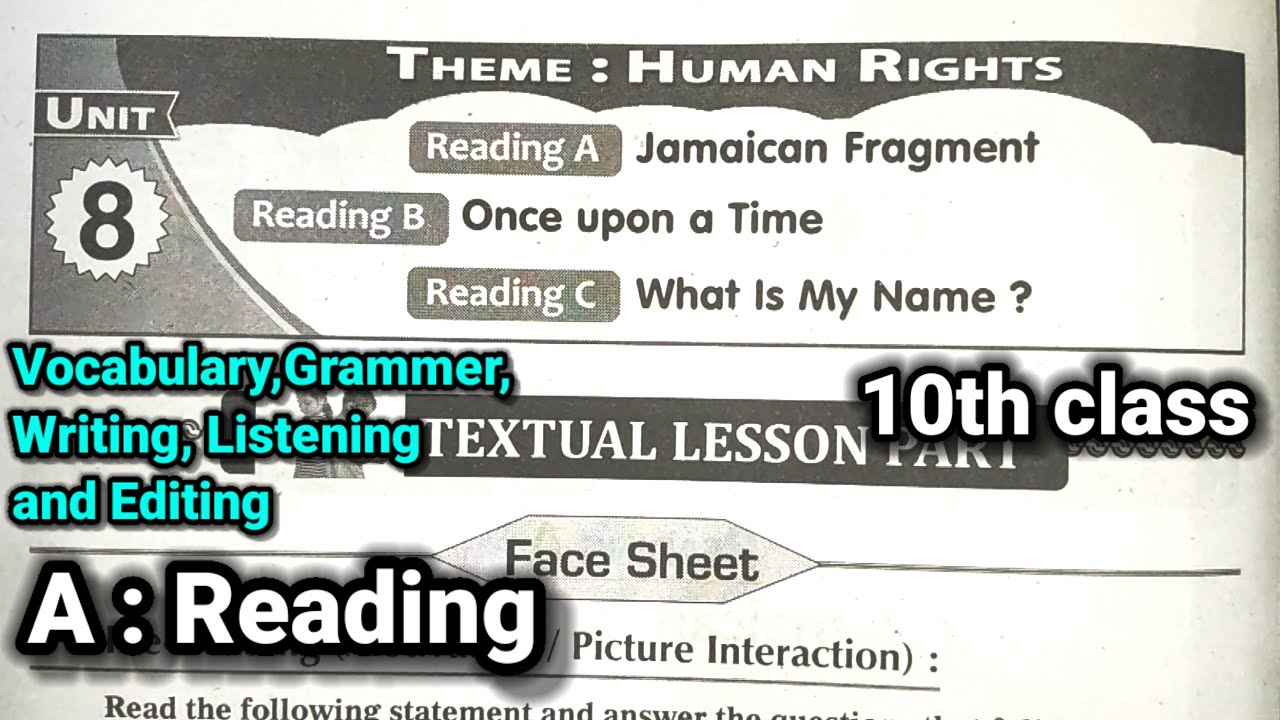 10th class| Unit - 8, Reading A : Jamaican Fragment lesson | Vocabulary ...
