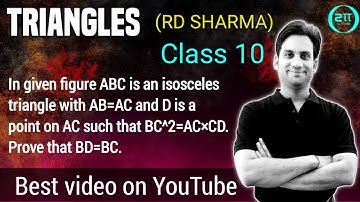 ABC is an isosceles triangle with AB = AC and D is a point on AC such that BC^2=AC×CD. prove that