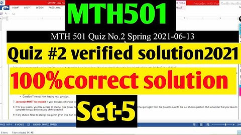MTH501 :Quiz #2verified solution2021 ||set-5||Maths by Zahfran