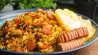 NASI GORENG SOSEJ | Resipi Nasi Goreng Sosej Kegemaran Anak-Anak | Sausage & Egg Fried Rice Recipe