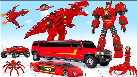 Police Limo Dino Robot Helicopter Car Robot Games Grand Adventufe games Game Play