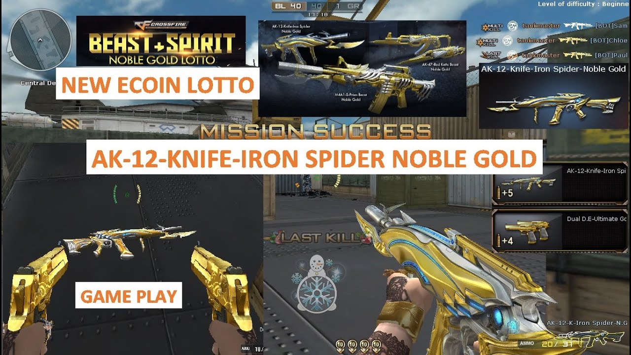 CROSSFIRE PH NEW LOTTO AK-12-KNIFE-IRON SPIDER NOBLE GOLD