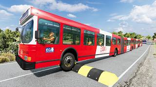 Long Bus, City Bus, School Bus Vs Massive Speed Bumps #12 - BeamNG.Drive screenshot 3