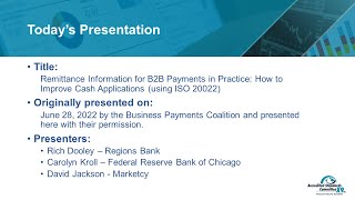 Remittance 101 Class - Information for B2B Payments using ISO 20022