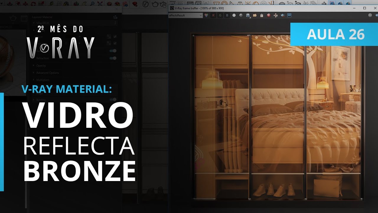 Vray 3.6 para SketchUp Aula 26/30 Vidro Reflecta Bronze YouTube